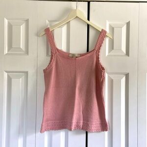Light pink, delicate, crocheted like top from The Loft